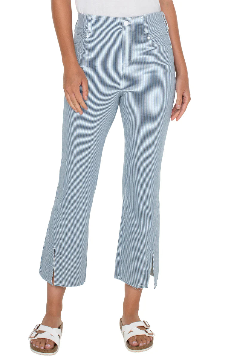 Sears Gia Glider in Chambray Stripe Crop Flare Jean