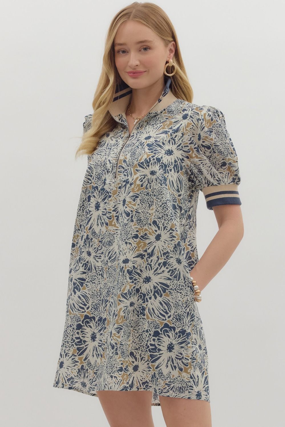 Stacy Slate patterned short Sleeve Dress