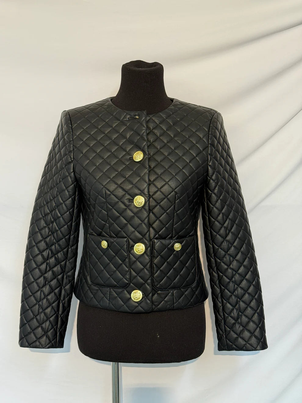 Toby Black Quilted button down Jacket