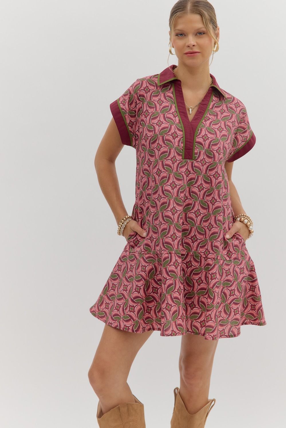 Vicki mini abstract pattern dress