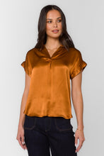 Load image into Gallery viewer, Wendi Short Cuff Sleeve V Neck Sateen Tops
