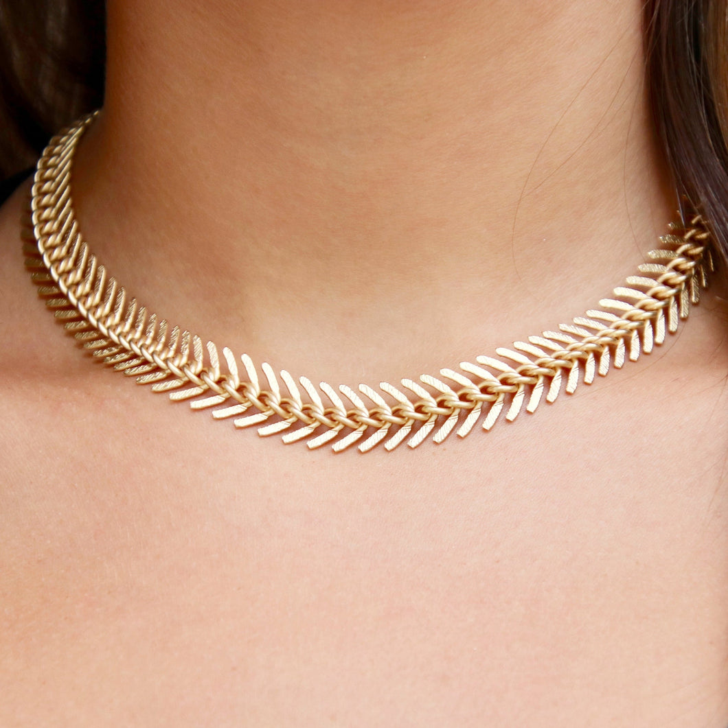 Maria Gold Fishbone Necklace 15