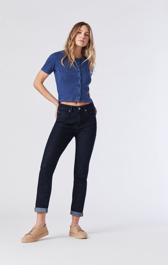 Kathleen High Rise Slim Boyfriend Dark Blue Jean