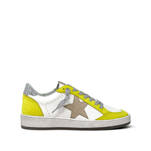Load image into Gallery viewer, Paz Star Sneaker with Beige Star and Neon Yellow Trim
