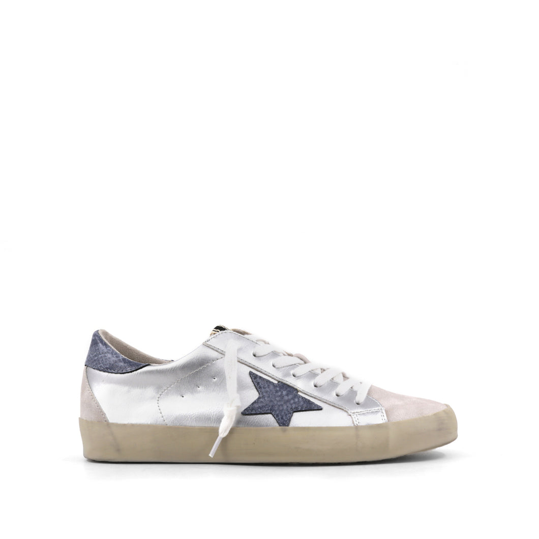 The Perry Sneaker - Sliver with Blue Star