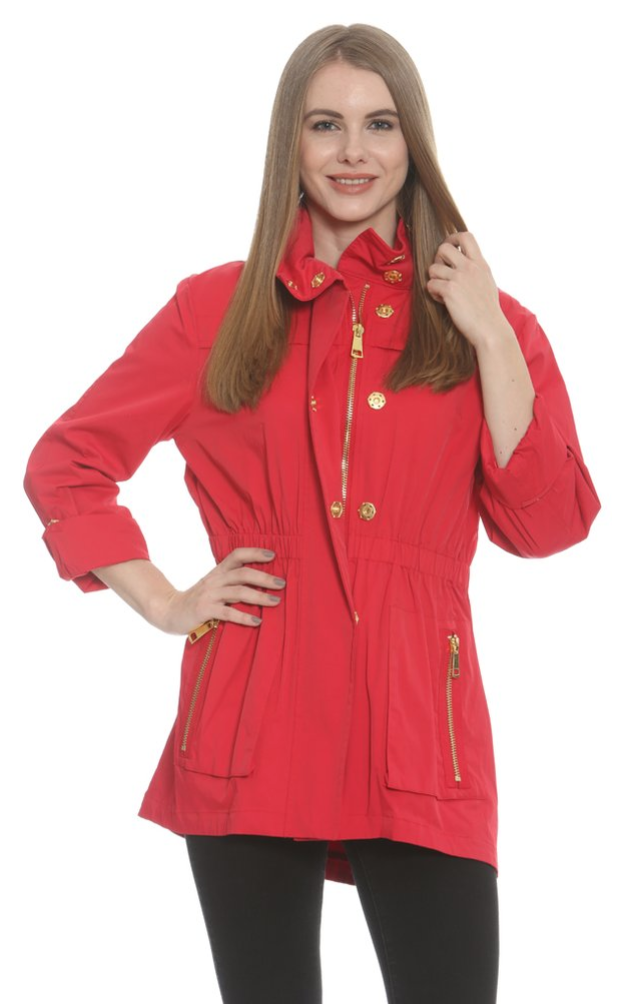 Ciao Milano Tess Water Resistant Jacket - Red & Scarlet