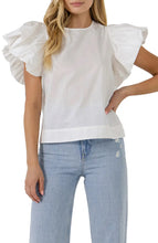 Load image into Gallery viewer, Wally White Folded Puff Sleeve Top

