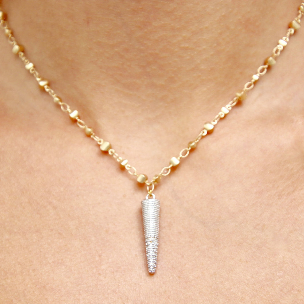 The Nicole Layering Necklace with Rhinestone Cone Dangle