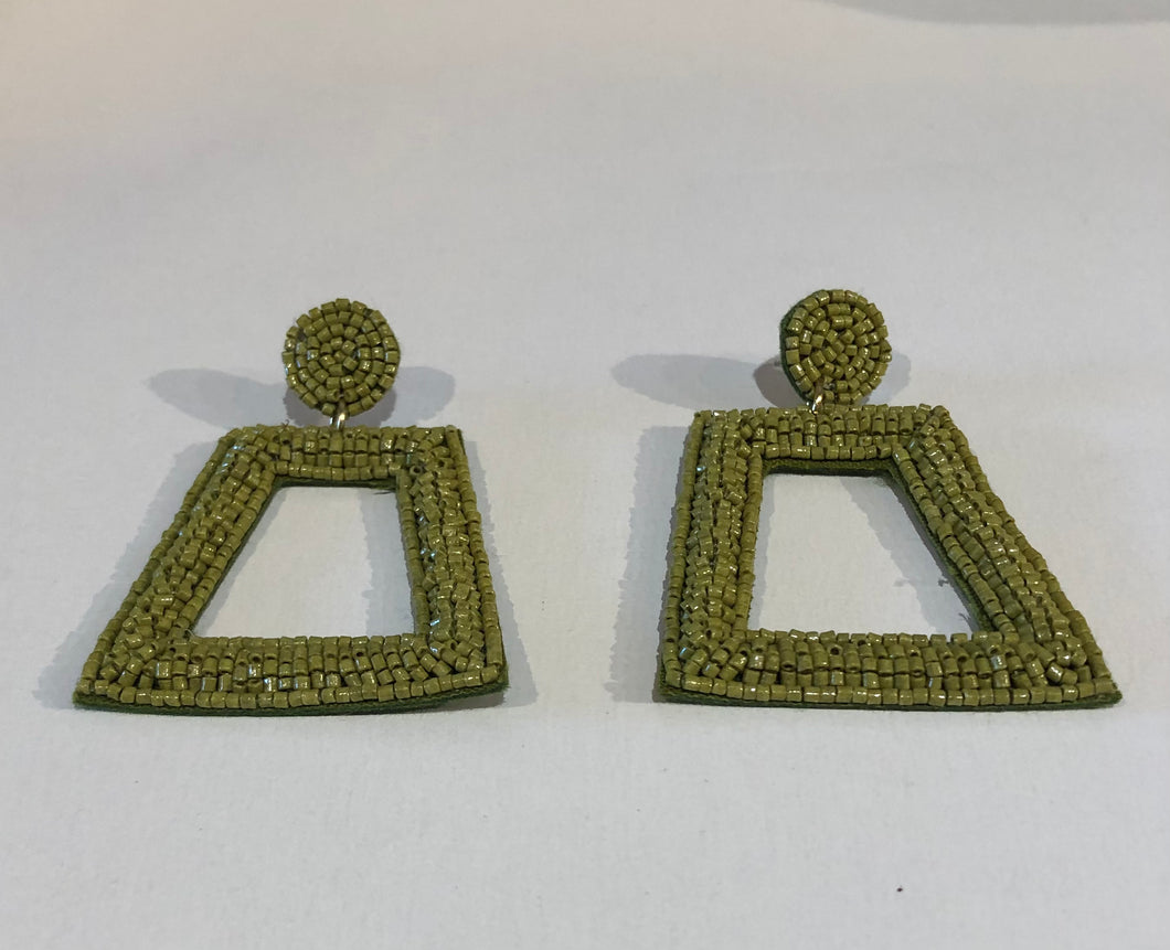 Verde Olive Seed Bead Earrings