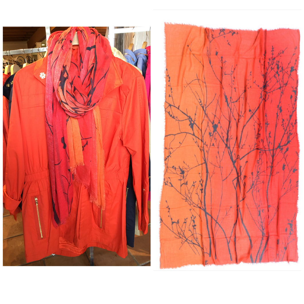 Silk and Cashmere scarf - Orange Trees