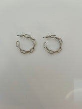 Load image into Gallery viewer, Mini E Hoop Earring in Gold or Silver
