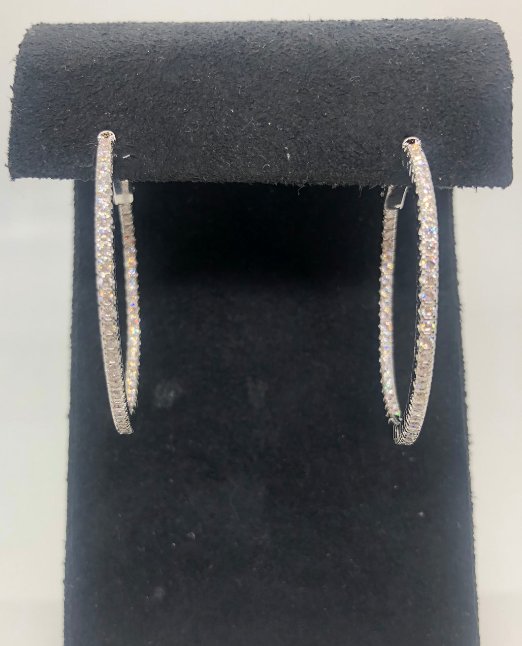 Liv Small Oval Pave CZ Hoop Earring in Gold and Silver