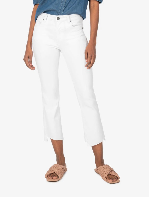 Kelsey Optic White High Rise Ankle Flare White Jean