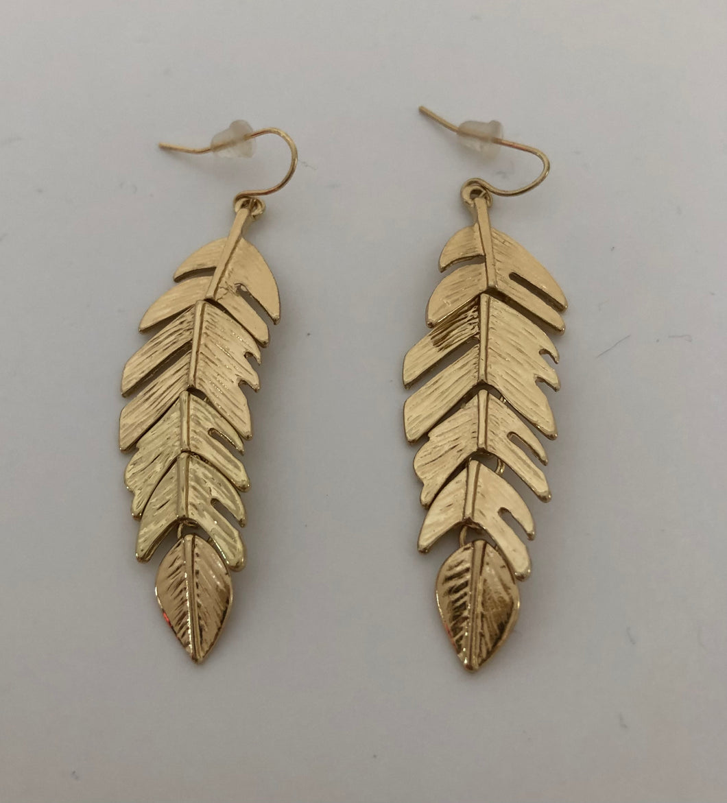 The Birdy Gold Feather Dangle Earring