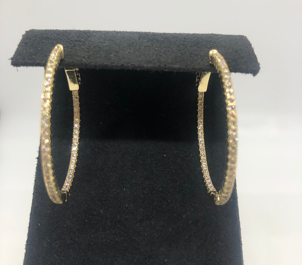 Liv Small Oval Pave CZ Hoop Earring in Gold and Silver