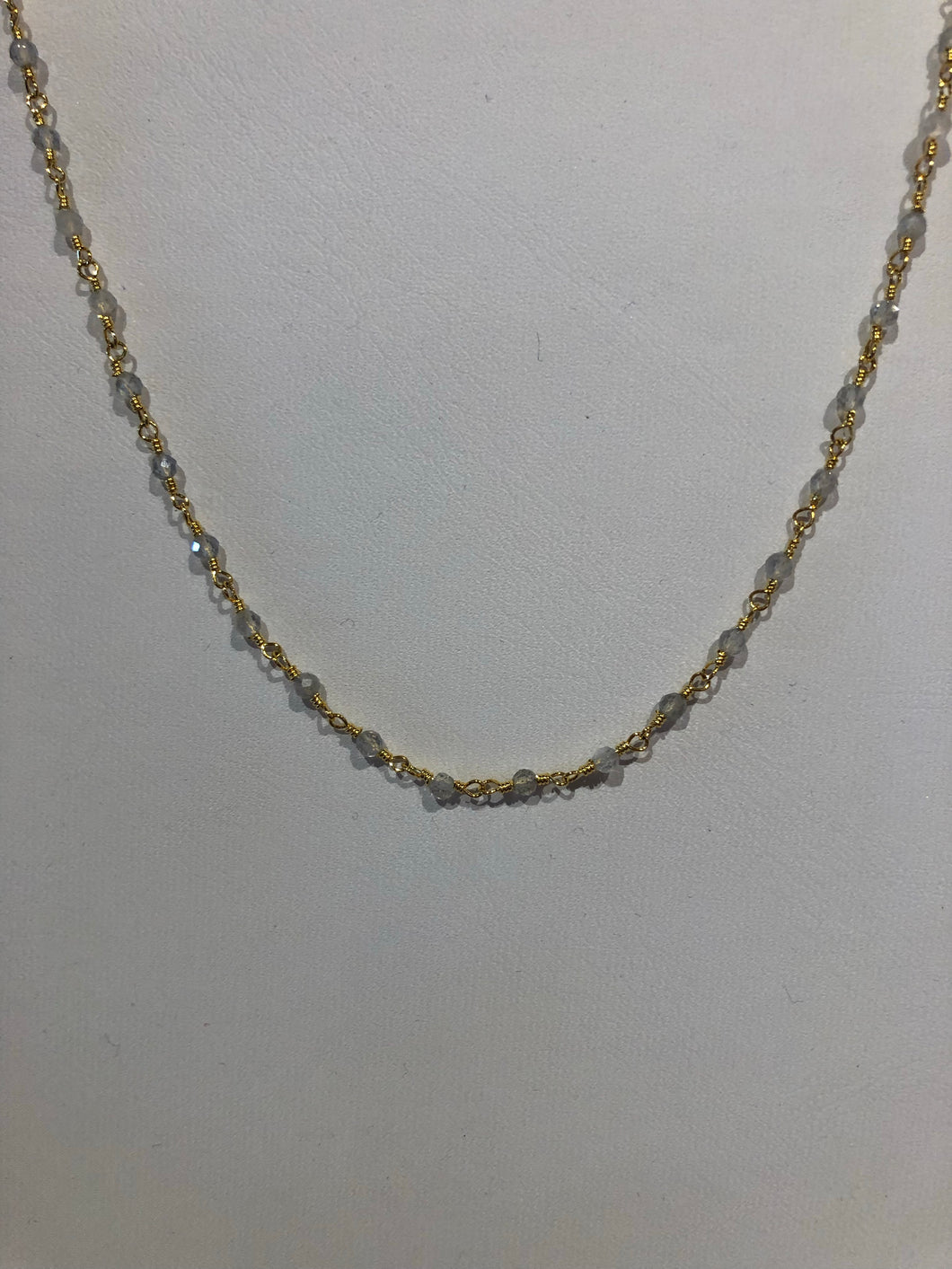 Lady Di Layering Gold necklace with Crystal Beads (14 inches)