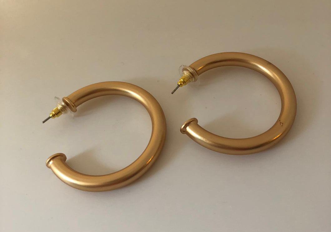 Lisa Gold Matte Wide Hoop Earrings