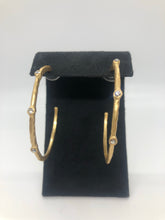 Load image into Gallery viewer, Lia Large Brushed Gold Hoop with CZ Earring
