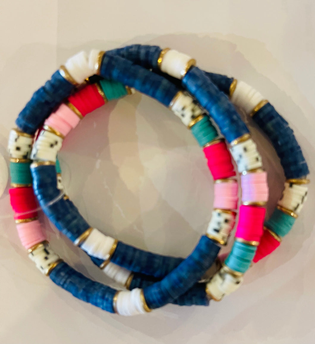 Tres Assorted Mutli Colored Three Strand Bracelet