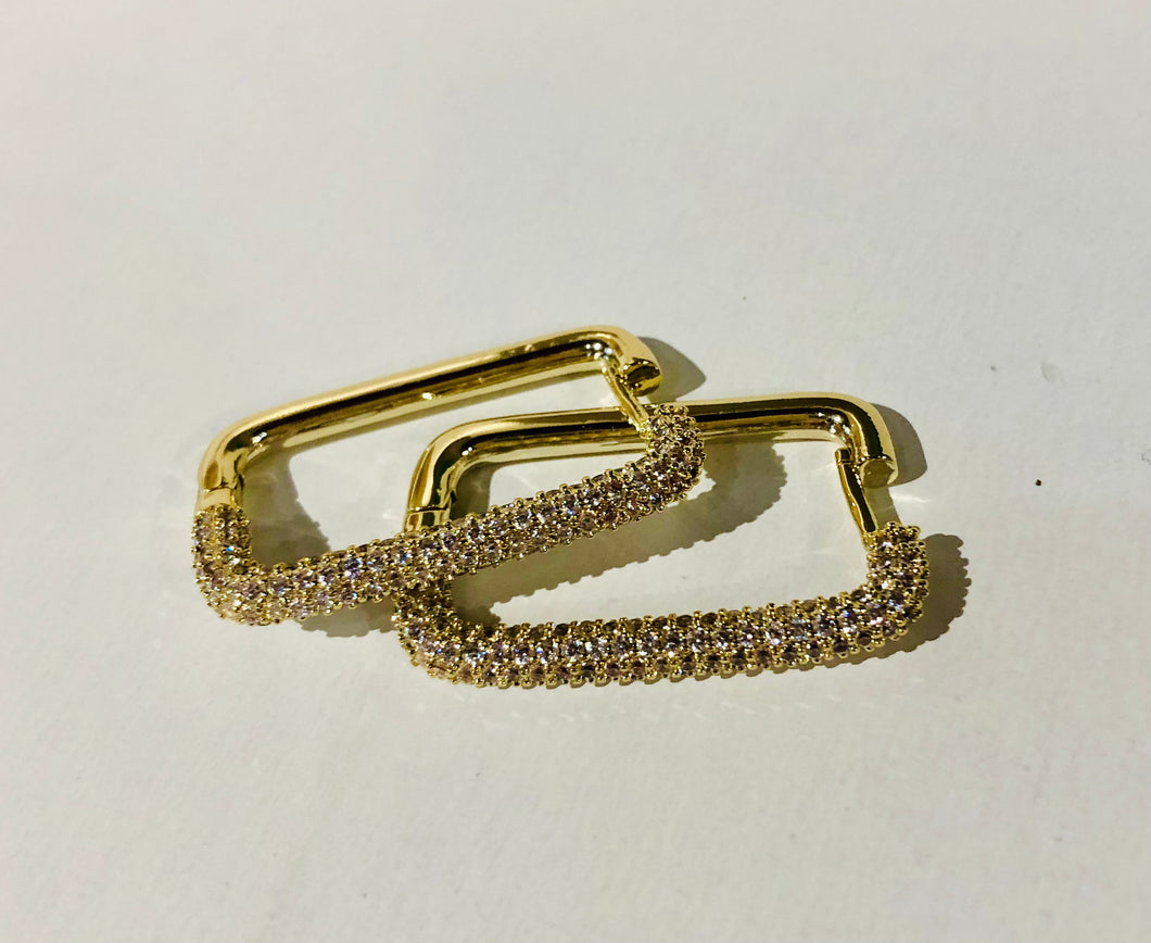 Dana CZ Rectangle Gold Earring