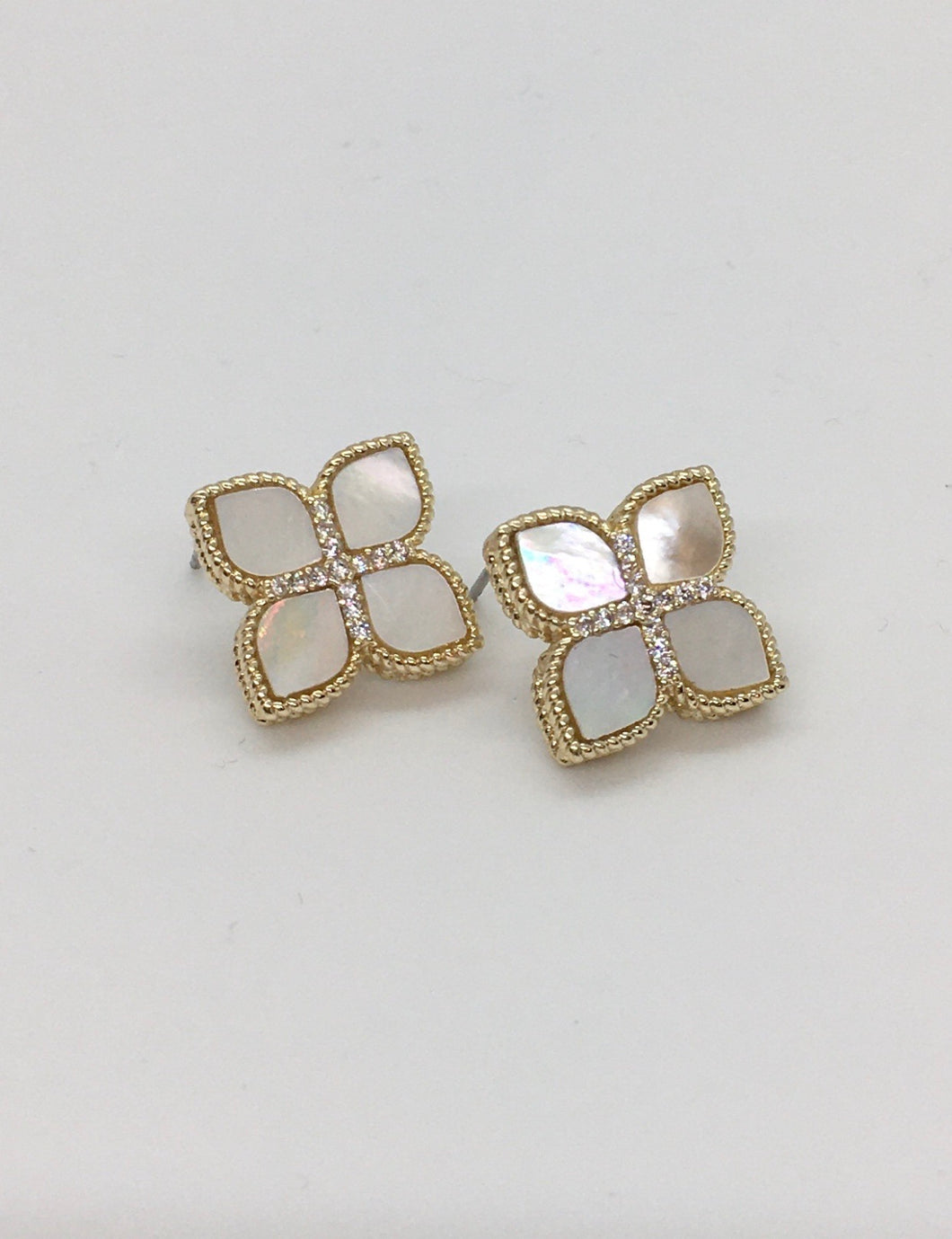 Mary MOP Mother of Pearl floral stud earring