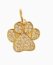 Load image into Gallery viewer, Dog Paw Necklace in CZ Diamond Necklace on 18&quot; Gold Chain
