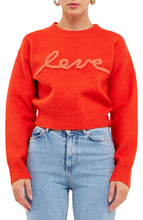 Load image into Gallery viewer, Orange Love Chenille Embroidered Plush Crop Sweater

