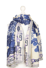 Load image into Gallery viewer, Blue Willow Oriental Print Scarf
