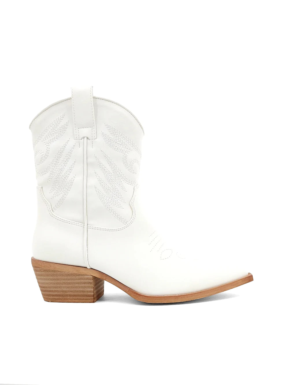 Zahara White Western Style Short Boot